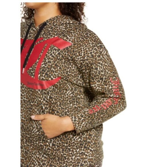 JUICY COUTURE Animal Graphic Hoodie Leopard Print Size 1X - Picture 4 of 7